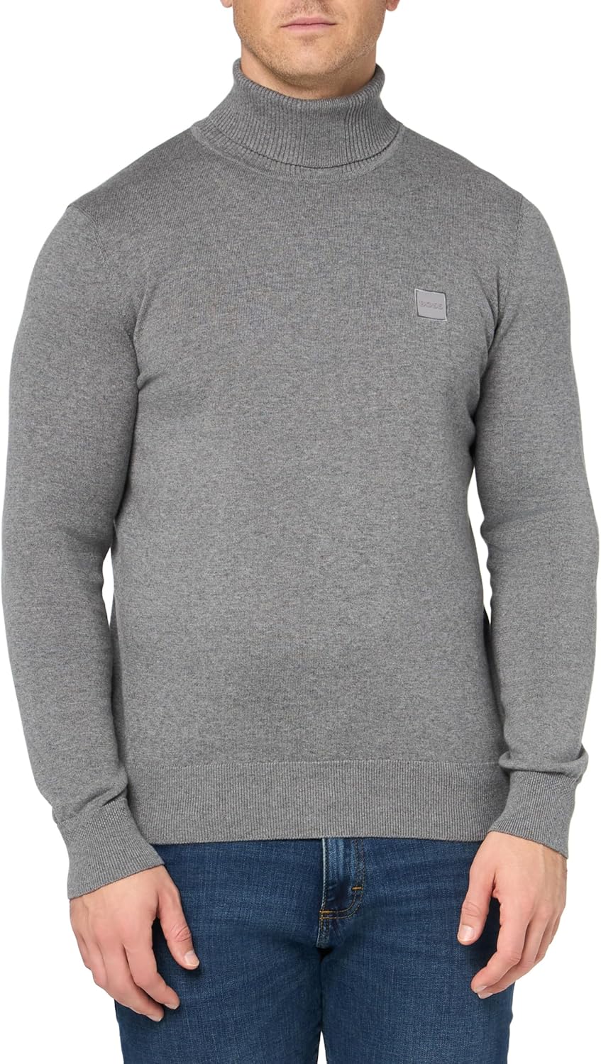 BOSS Мужской водолазка из хлопковой смеси с квадратным логотипом, Moonrock Grey
BOSS Мужской водолазка из хлопковой смеси с квадратным логотипом, Moonrock Grey