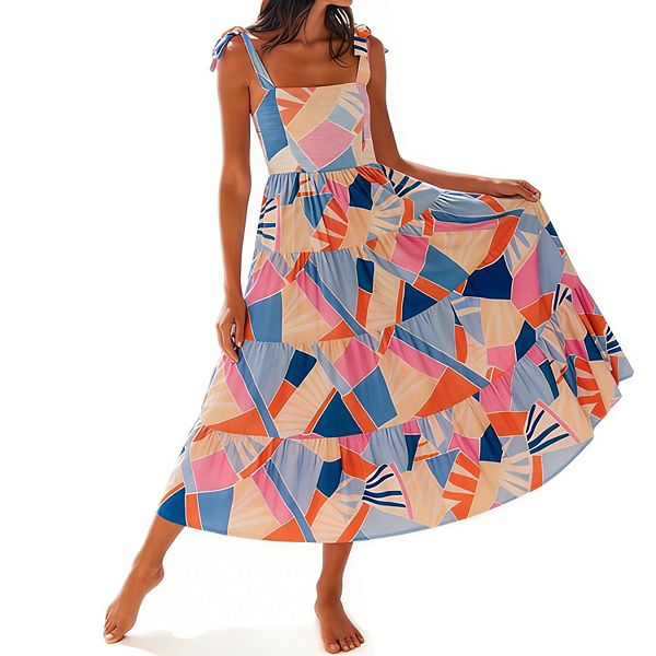 Женское летнее платье-макси с тропическим принтом, квадратным вырезом и завязками Clearflower, Colorful
Женское летнее платье-макси с тропическим принтом, квадратным вырезом и завязками Clearflower, Colorful