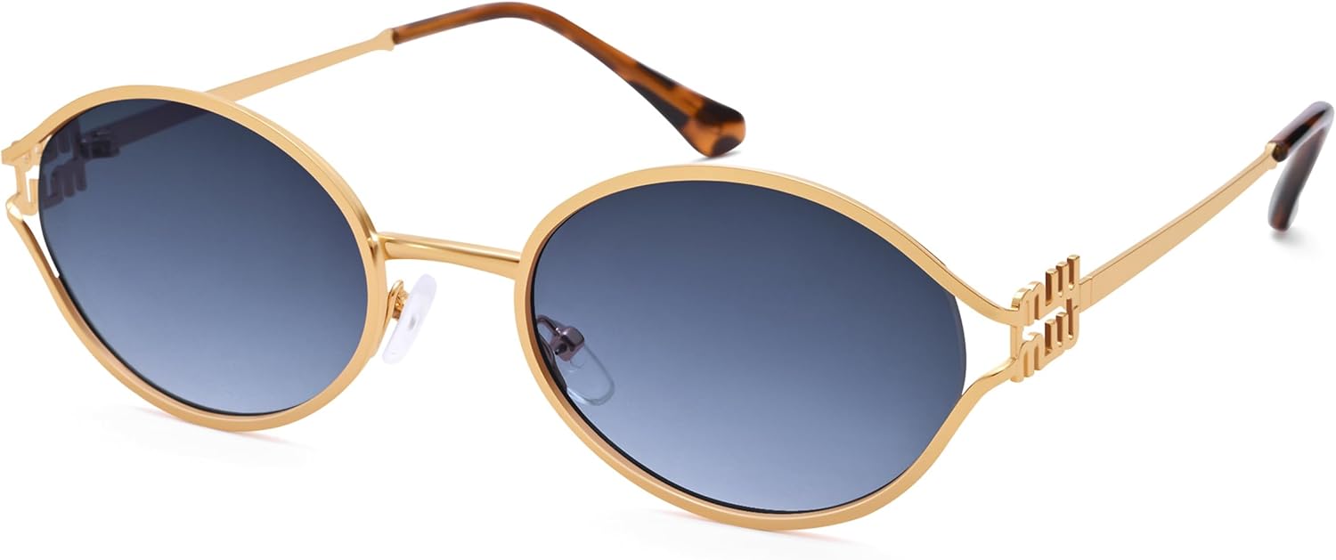 Солнцезащитные очки Bouryo Retro Oval для женщин и мужчин - классические модные маленькие круглые солнцезащитные очки с золотистым металлическим покрытием, A4 Gold/Gradient Gray
Солнцезащитные очки Bouryo Retro Oval для женщин и мужчин - классические модные маленькие круглые солнцезащитные очки с золотистым металлическим покрытием, A4 Gold/Gradient Gray