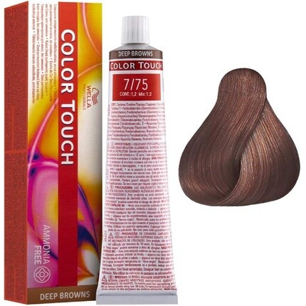 Стойкая краска для волос Color Touch 4/57 60 мл Castano Mogano Marrone, Wella 
Стойкая краска для волос Color Touch 4/57 60 мл Castano Mogano Marrone, Wella