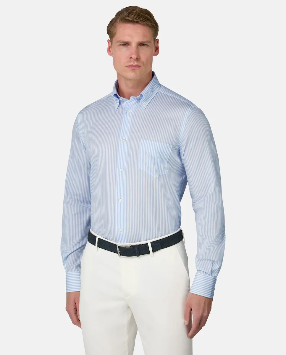 Мужская хлопковая рубашка в полоску классического кроя Boggi Milano, светло-голубой
Мужская хлопковая рубашка в полоску классического кроя Boggi Milano, светло-голубой