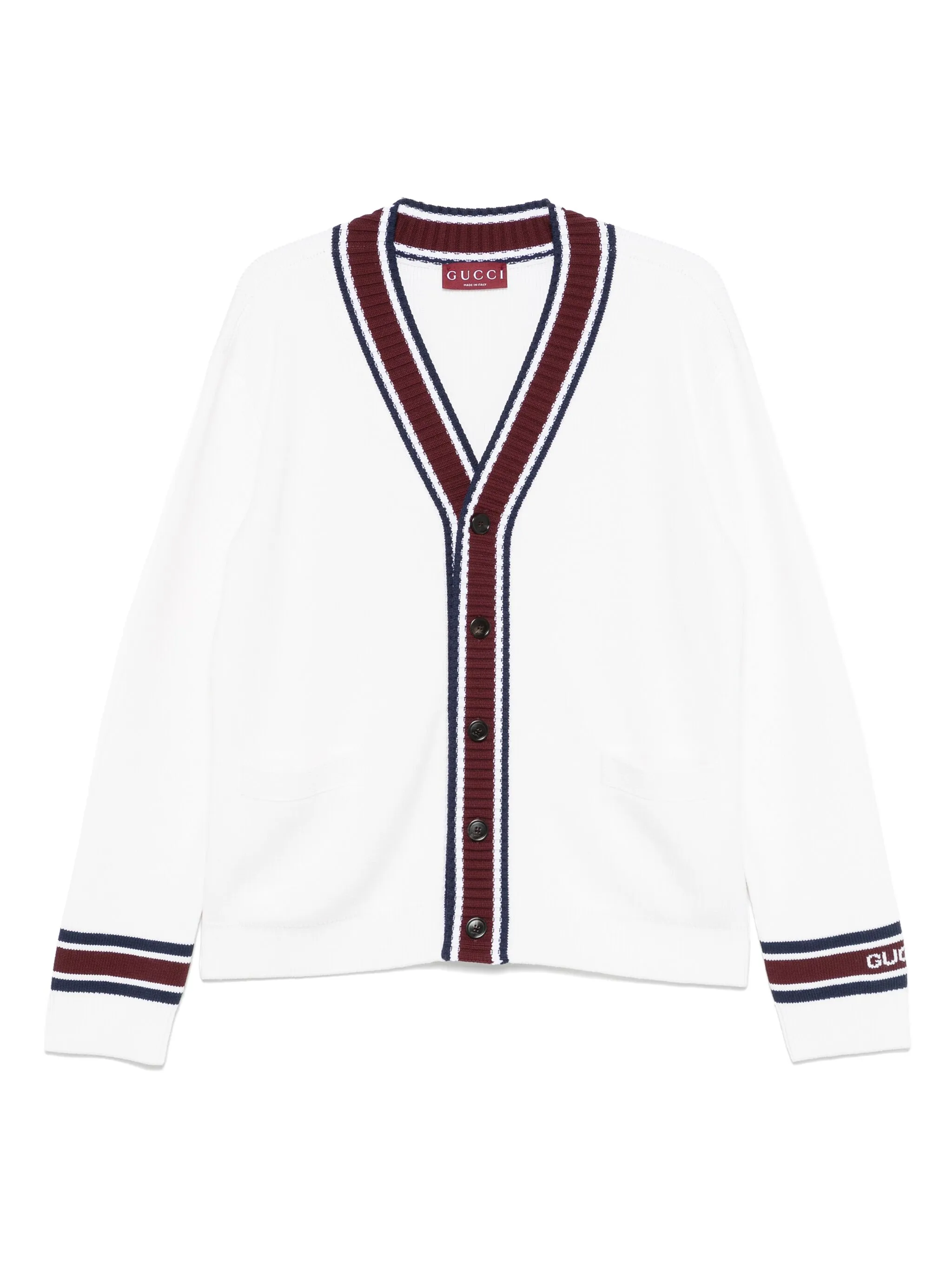 Шерстяной кардиган вязки интарсия Gucci, белый
Шерстяной кардиган вязки интарсия Gucci, белый