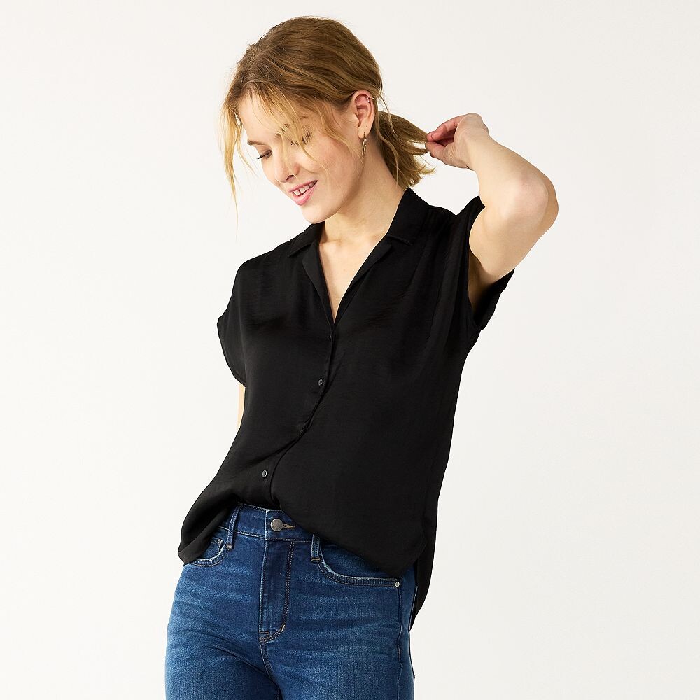 Женская рубашка Petite Nine West с короткими рукавами и легкими лацканами, черный
Женская рубашка Petite Nine West с короткими рукавами и легкими лацканами, черный