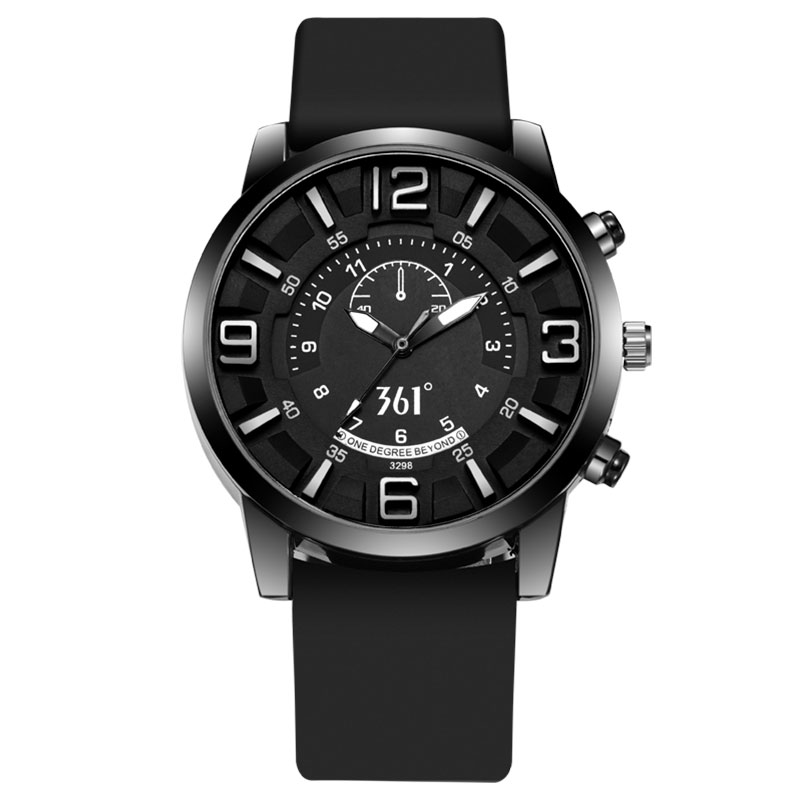361° Часы мужские с кварцевым механизмом и силиконовым ремешком, черный циферблат
361° Часы мужские с кварцевым механизмом и силиконовым ремешком, черный циферблат