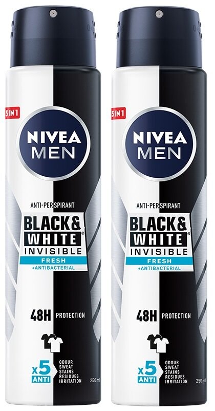 Nivea Men, B&W Fresh, антиперспирант, 2x250 мл
Nivea Men, B&W Fresh, антиперспирант, 2x250 мл