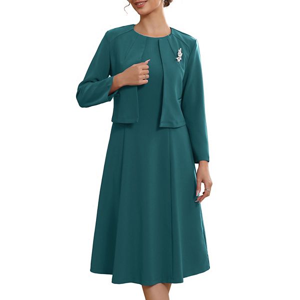 Женский костюм для гостей на свадьбу: платье без рукавов и укороченный блейзер Inspire Chic, Blue Green
Женский костюм для гостей на свадьбу: платье без рукавов и укороченный блейзер Inspire Chic, Blue Green