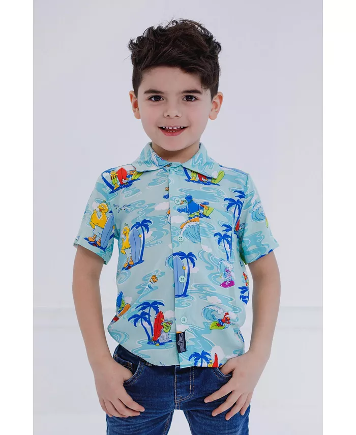 Детская гавайская рубашка на пуговицах для мальчиков Big Bird Cookie Monster Elmo Oscar the Grouch (семейный комплект, размеры от младенца до маленького ребенка) Sesame Street, синий
Детская гавайская рубашка на пуговицах для мальчиков Big Bird Cookie Monster Elmo Oscar the Grouch (семейный комплект, размеры от младенца до маленького ребенка) Sesame Street, синий
