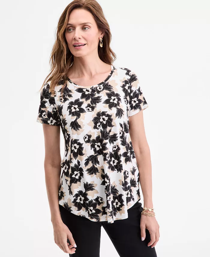 Миниатюрный топ с цветочным принтом и круглым вырезом JM Collection, белый
Миниатюрный топ с цветочным принтом и круглым вырезом JM Collection, белый