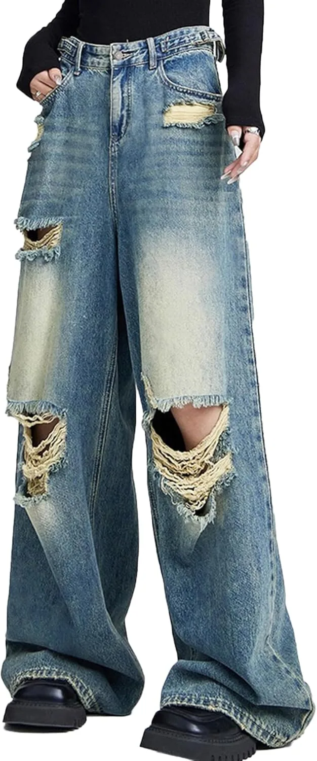 Женские джинсы wide leg с потертостями high waisted plus size ZH8FCHAN
Женские джинсы wide leg с потертостями high waisted plus size ZH8FCHAN