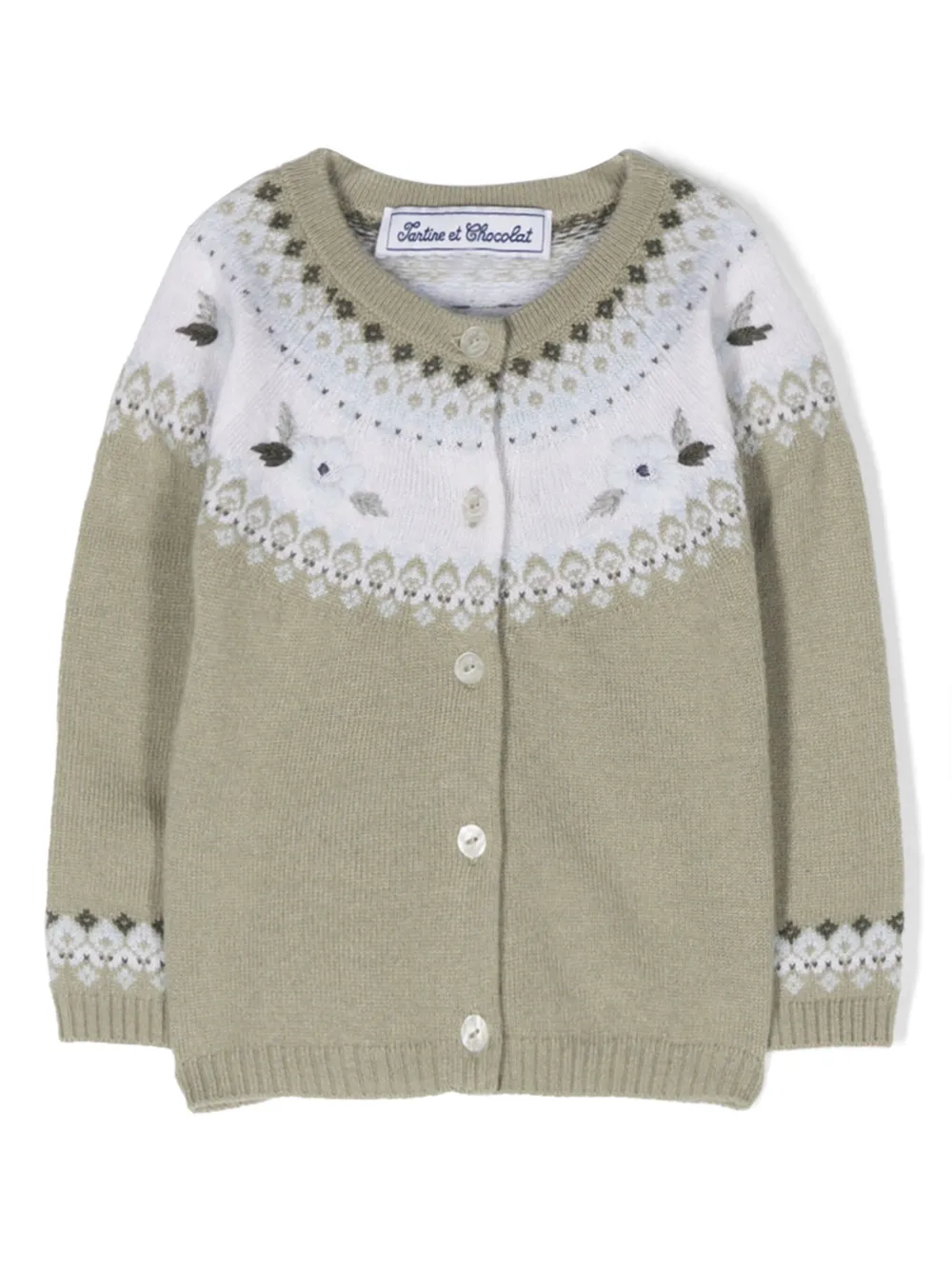 Кардиган вязки интарсия с цветочной вышивкой Tartine Et Chocolat, зеленый
Кардиган вязки интарсия с цветочной вышивкой Tartine Et Chocolat, зеленый