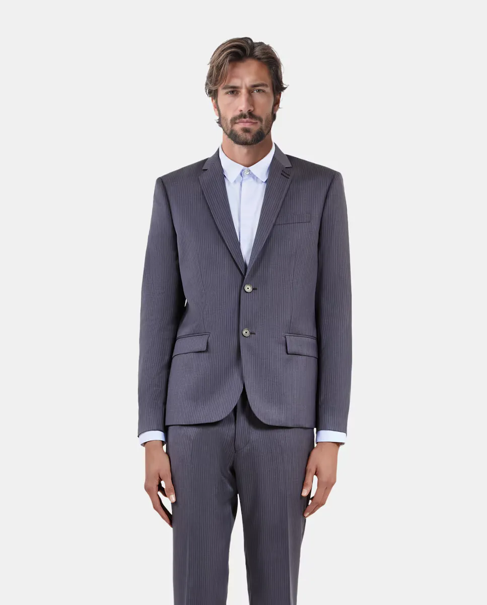 Мужская шерстяная приталенная пиджак в полоску The Kooples, синий
Мужская шерстяная приталенная пиджак в полоску The Kooples, синий