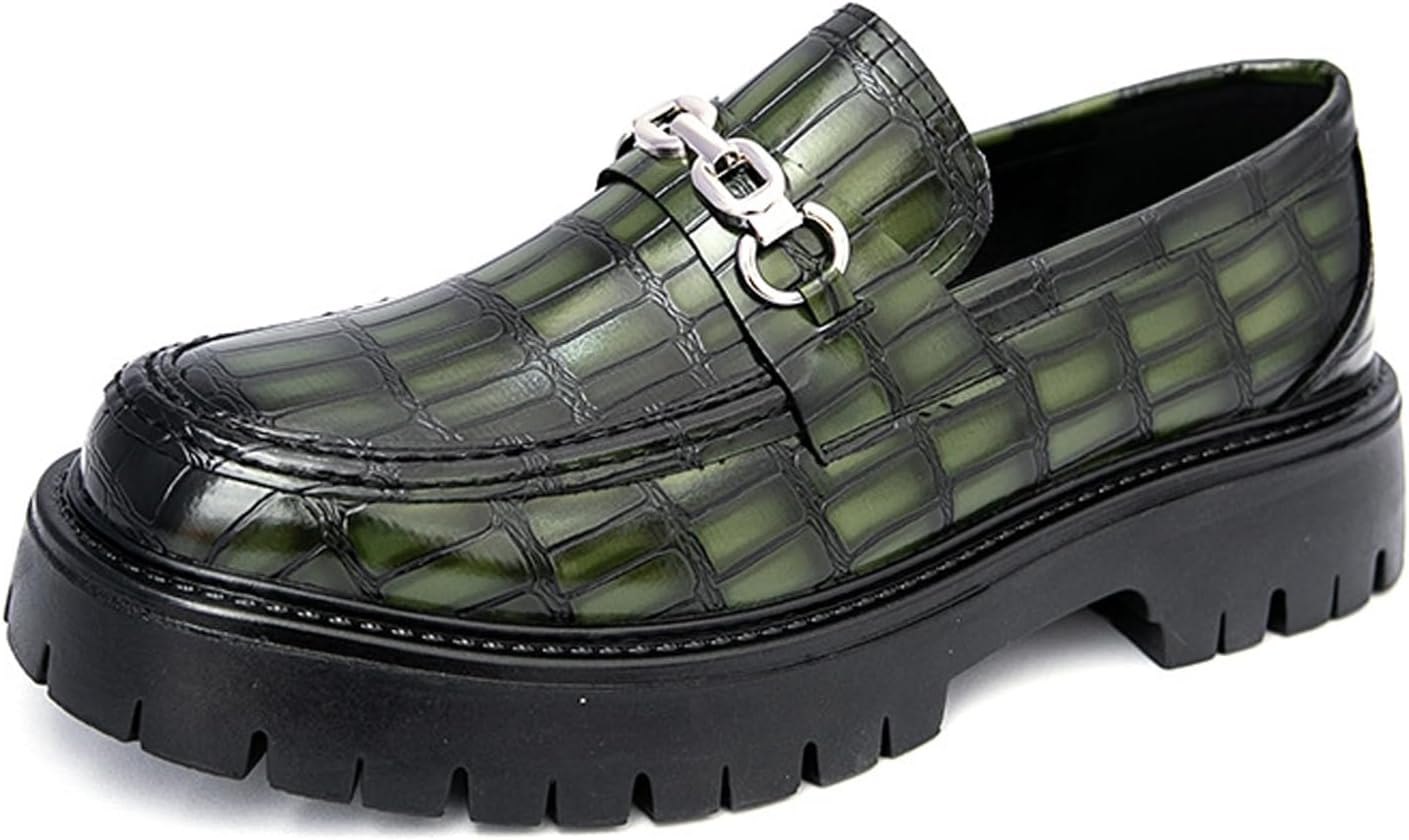 Мужские кожаные лоферы с принтом на массивной платформе и каблуке-блоке, с модной цепочкой, противоскользящей ребристой подошвой, повседневные пенни-лоферы, комфортные деловые слипоны для работы Mikazonne, зеленый
Мужские кожаные лоферы с принтом на массивной платформе и каблуке-блоке, с модной цепочкой, противоскользящей ребристой подошвой, повседневные пенни-лоферы, комфортные деловые слипоны для работы Mikazonne, зеленый