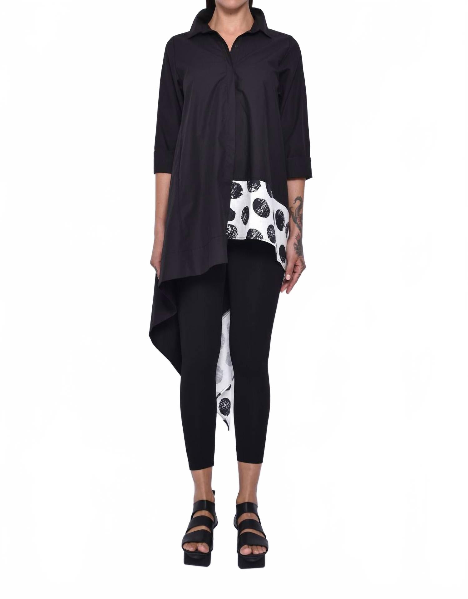 Асимметричная туника с рюшами в черном цвете с горошком Simply Mila
Асимметричная туника с рюшами в черном цвете с горошком Simply Mila