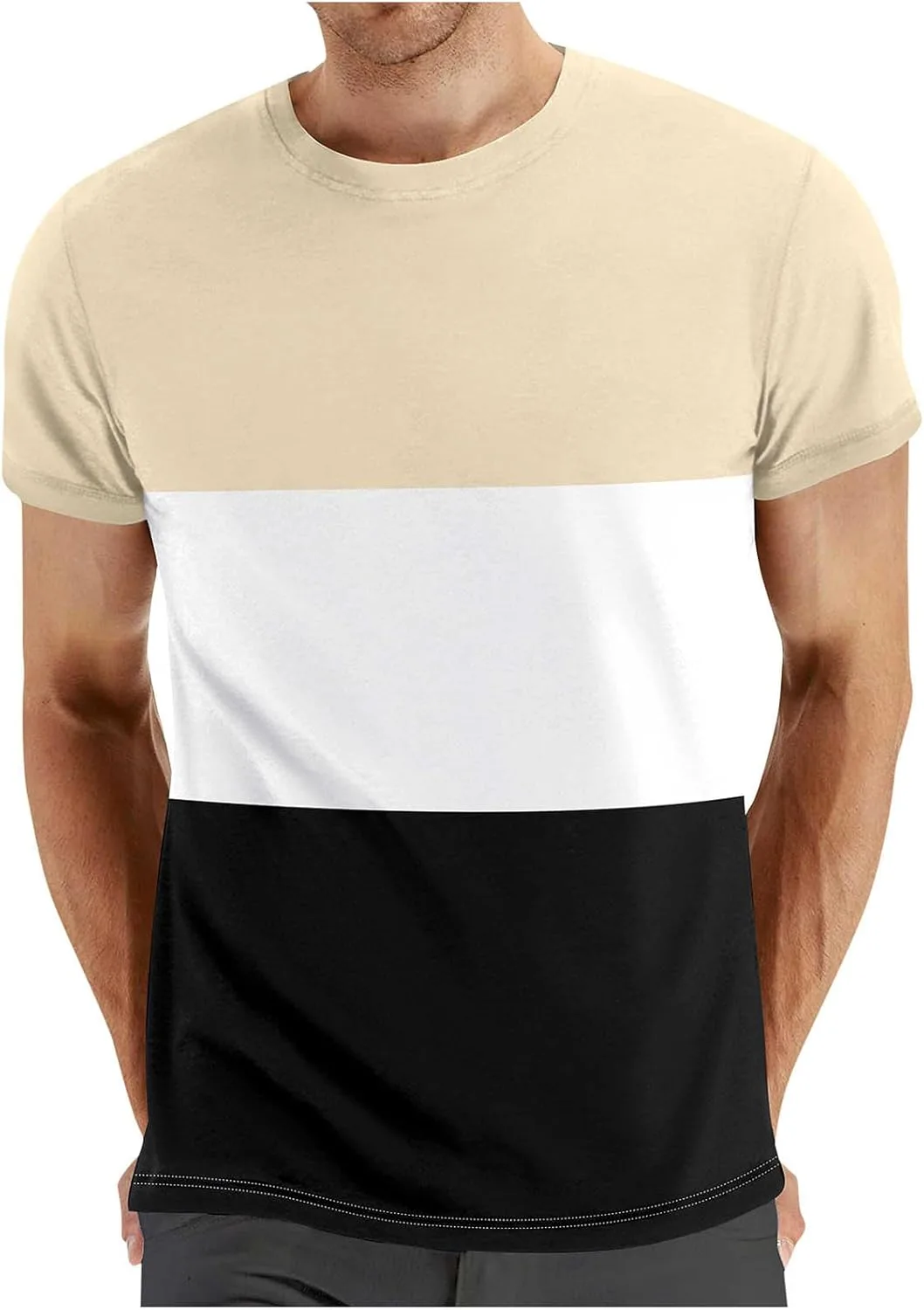 Мужская футболка с круглым вырезом и цветным пэчворком TXGMNA
Мужская футболка с круглым вырезом и цветным пэчворком TXGMNA