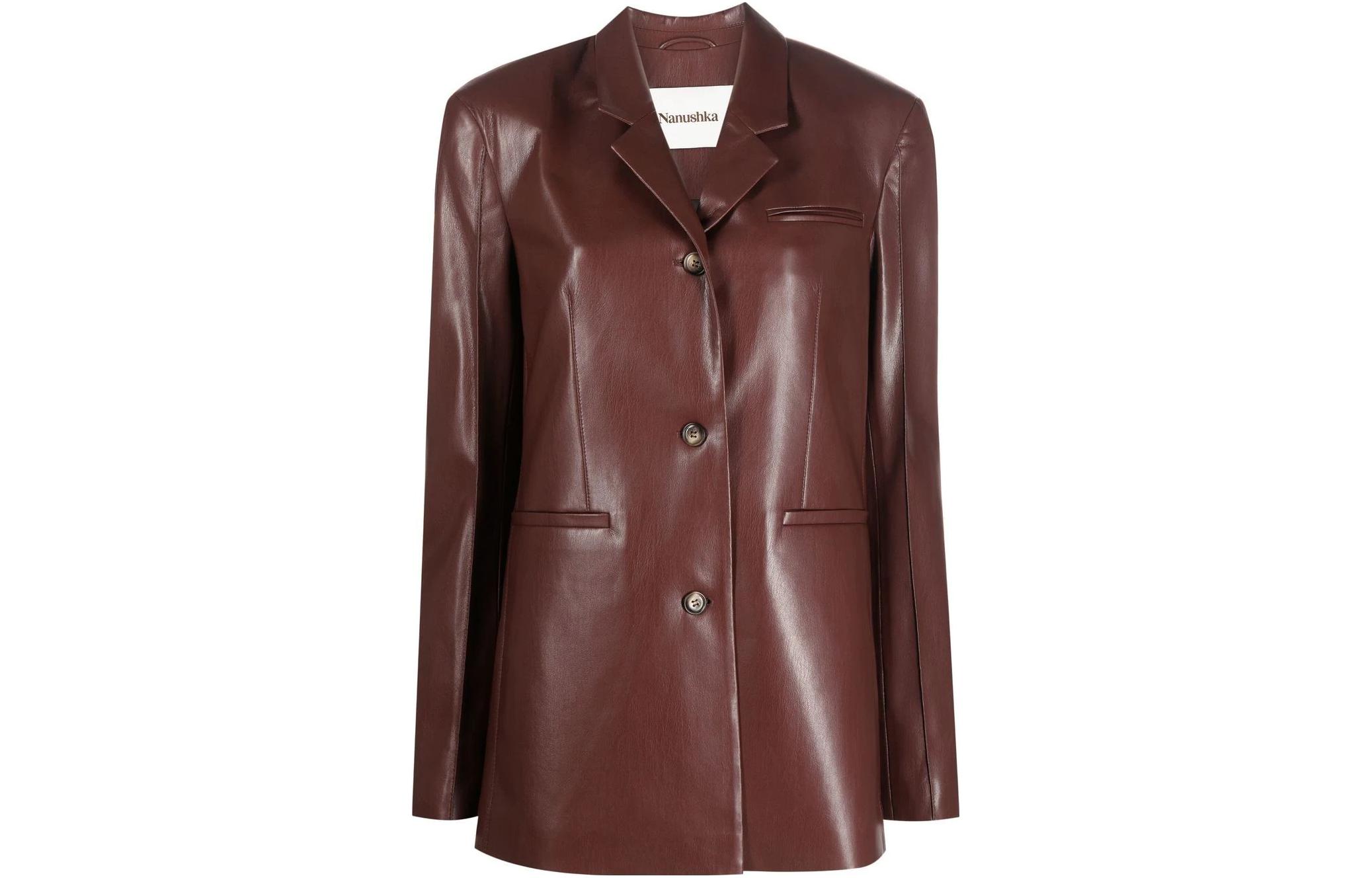 Однобортная куртка из искусственной кожи NANUSHKA, коричневый
Однобортная куртка из искусственной кожи NANUSHKA, коричневый