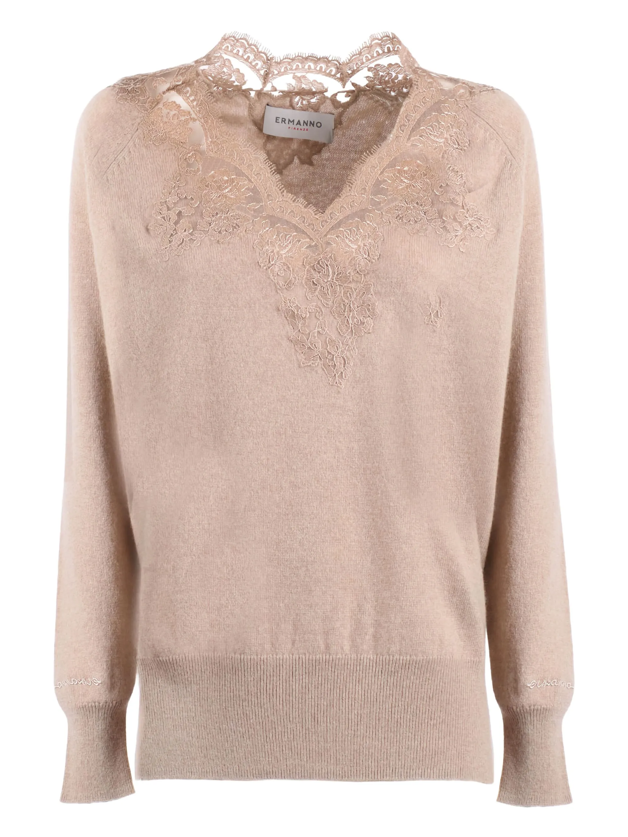 Кружевной свитер с v-образным вырезом Ermanno Scervino, нейтральный
Кружевной свитер с v-образным вырезом Ermanno Scervino, нейтральный
