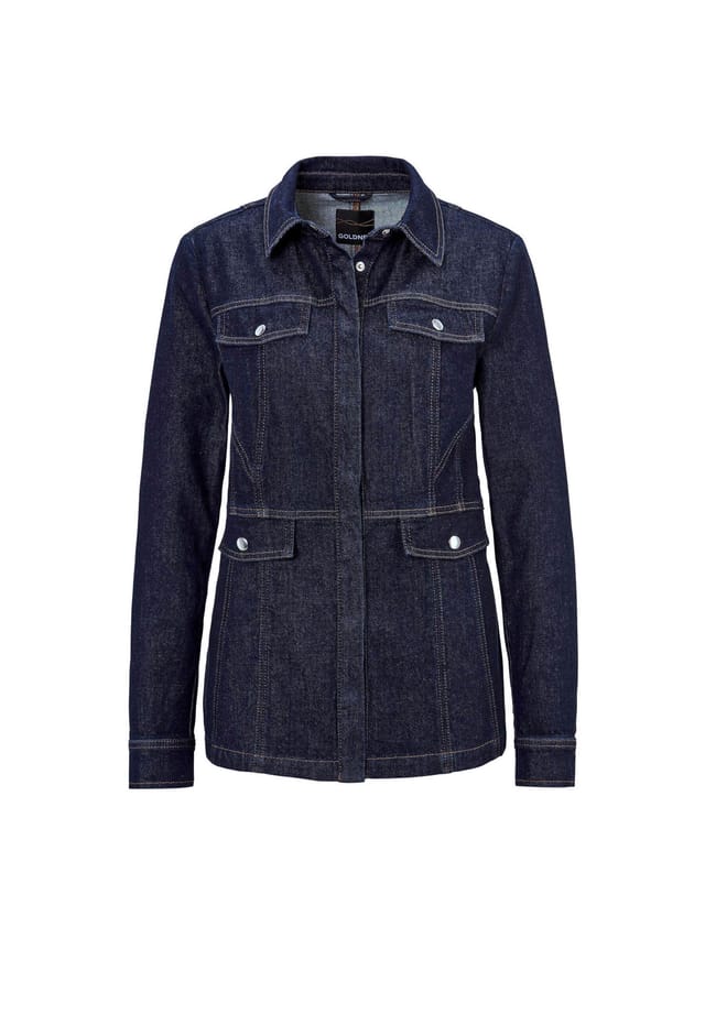 Короткий размер: джинсовая куртка со спортивными деталями. Goldner, синий
Короткий размер: джинсовая куртка со спортивными деталями. Goldner, синий