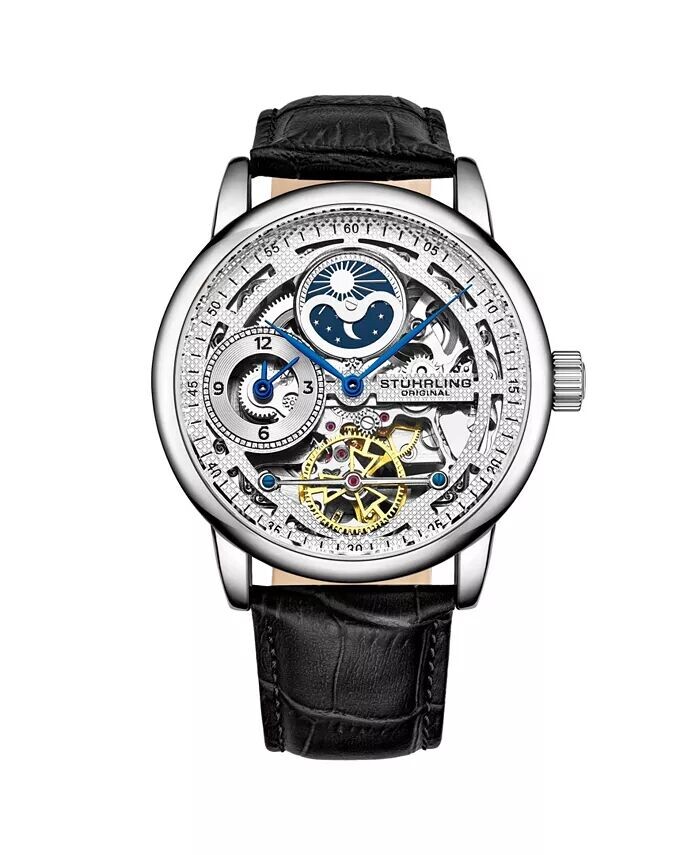 Мужские часы с черным кожаным ремешком, 49 мм Stuhrling, черный
Мужские часы с черным кожаным ремешком, 49 мм Stuhrling, черный