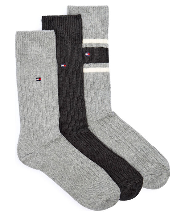 Носки мужские Tommy Hilfiger вязаные три пары, серый 
Носки мужские Tommy Hilfiger вязаные три пары, серый