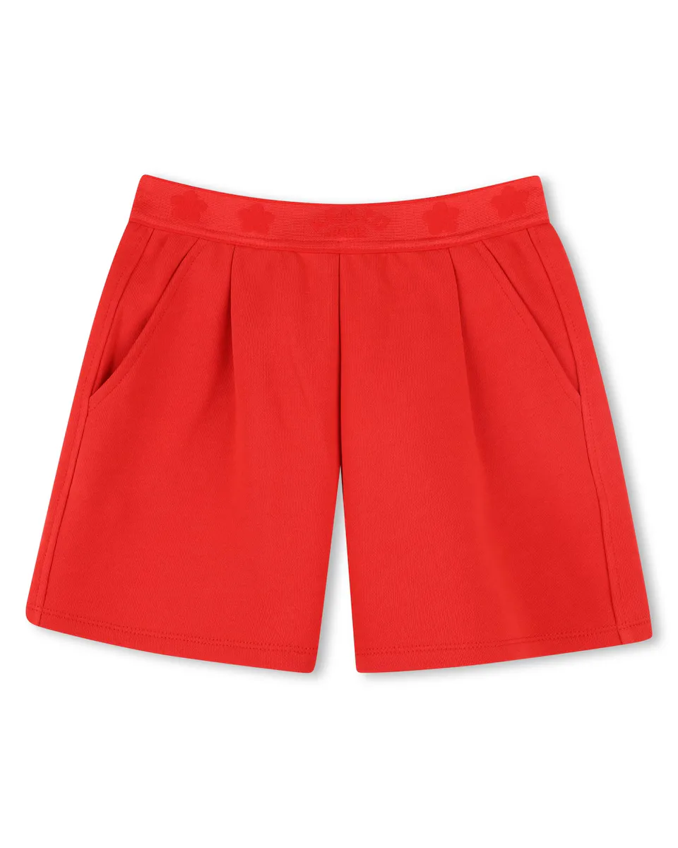 Хлопковые шорты для девочек со складками Kenzo Kids, красный 
Хлопковые шорты для девочек со складками Kenzo Kids, красный