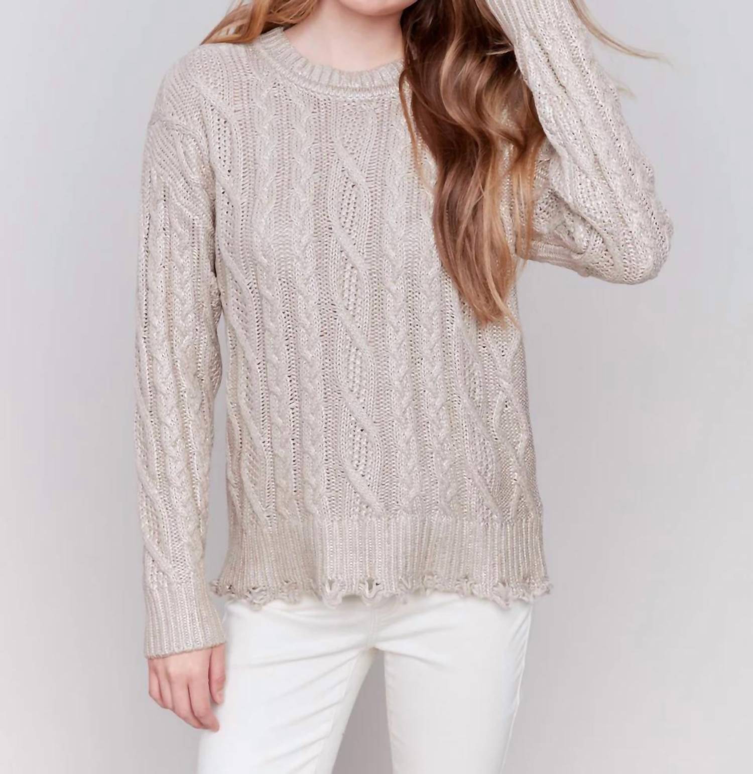 Металлический вязаный свитер цвета шампанского CHARLIE B, цвет champagne
Металлический вязаный свитер цвета шампанского CHARLIE B, цвет champagne