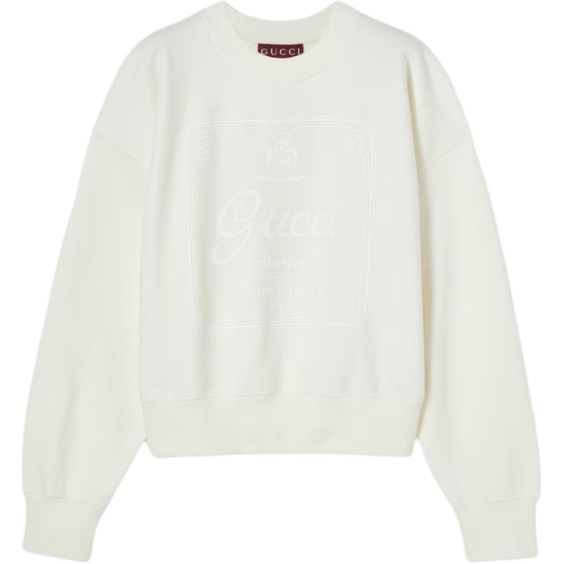 Хлопковая трикотажная толстовка с принтом Gucci, айвори
Хлопковая трикотажная толстовка с принтом Gucci, айвори