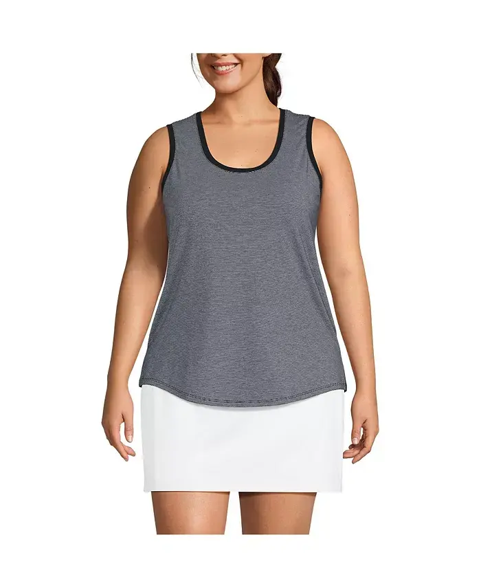 Туника-майка Power Performance размера Plus без рукавов с круглым вырезом и закругленным подолом Lands' End, мультиколор
Туника-майка Power Performance размера Plus без рукавов с круглым вырезом и закругленным подолом Lands' End, мультиколор