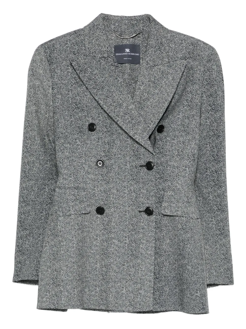 Двубортный пиджак с узором в елочку Ermanno Scervino, серый
Двубортный пиджак с узором в елочку Ermanno Scervino, серый