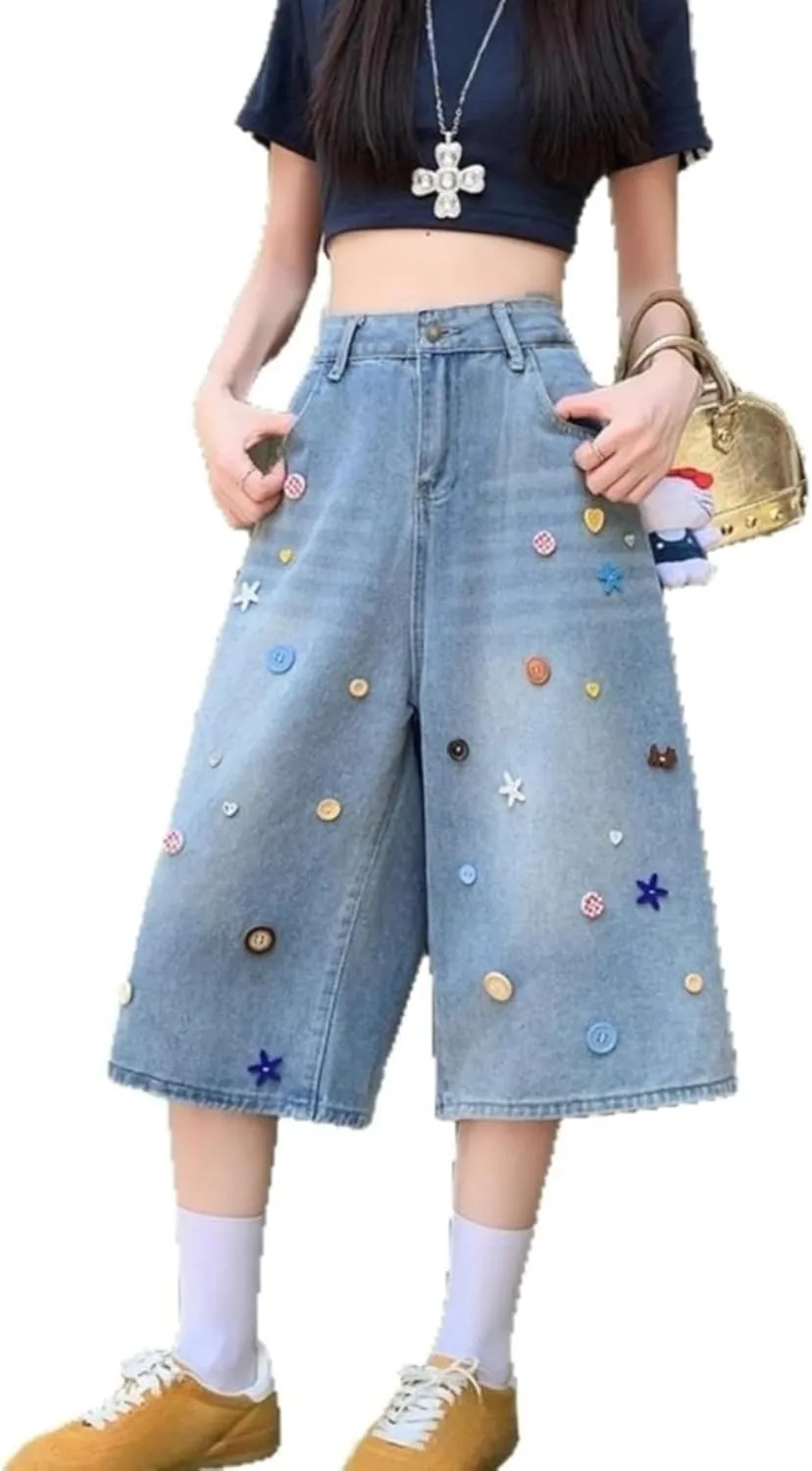 Джинсовые кюлоты с широкими штанинами и пуговицами QJK
Джинсовые кюлоты с широкими штанинами и пуговицами QJK