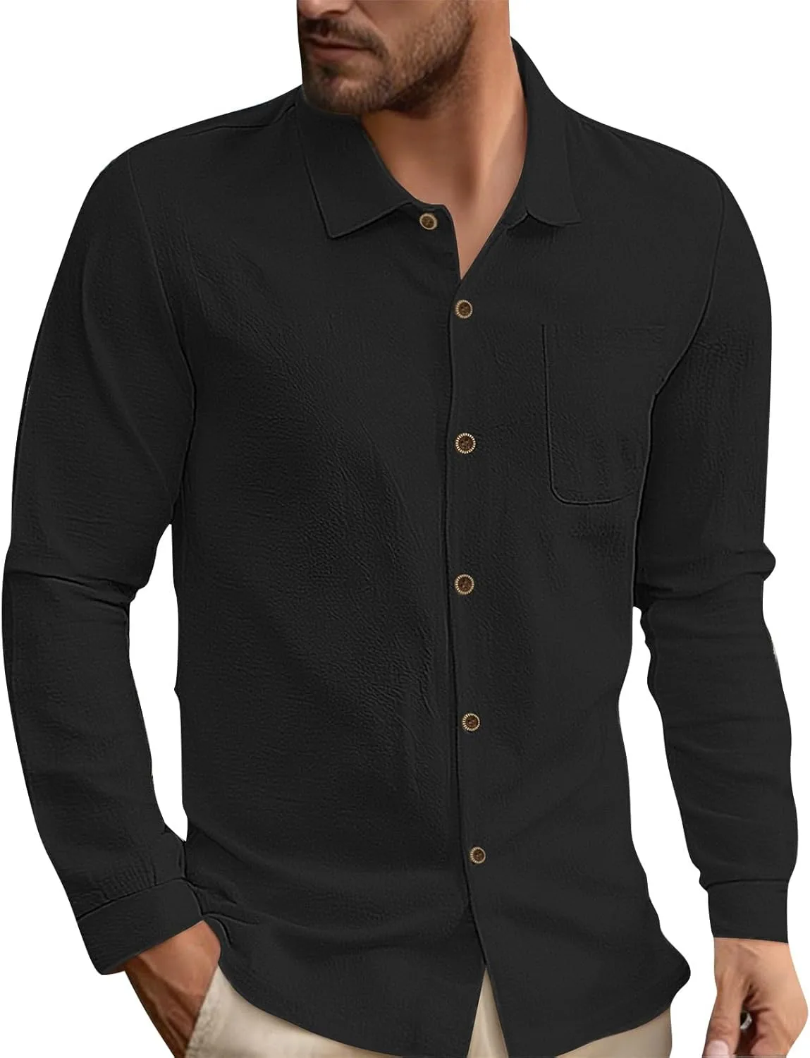 Мужская повседневная рубашка с длинным рукавом и воротником-стойкой FQZWONG
Мужская повседневная рубашка с длинным рукавом и воротником-стойкой FQZWONG