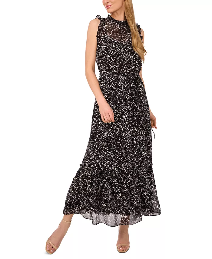 Женское макси-платье с принтом, рюшами и завязкой на талии CeCe, черный
Женское макси-платье с принтом, рюшами и завязкой на талии CeCe, черный