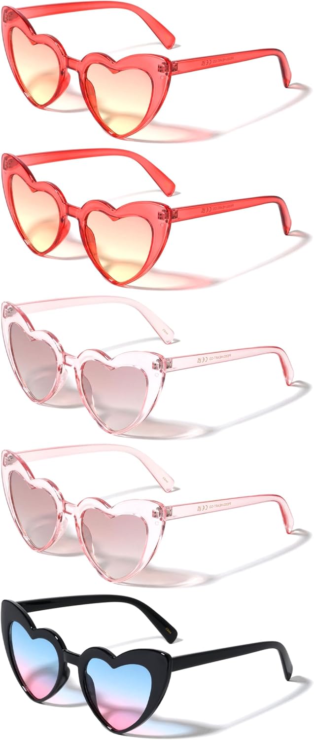 Набор из 5 солнцезащитных очков в форме сердца цвета «Хрустальный океан», с защитой от УФ-излучения и бесплатным чехлом. Артикул: P6353-HEART-CO-PK Generic, Red-pink-black
Набор из 5 солнцезащитных очков в форме сердца цвета «Хрустальный океан», с защитой от УФ-излучения и бесплатным чехлом. Артикул: P6353-HEART-CO-PK Generic, Red-pink-black