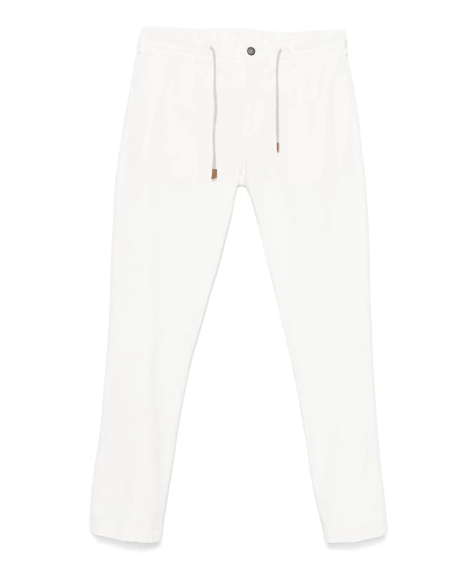 Белые зауженные хлопчатобумажные брюки на шнуровке Eleventy, белый
Белые зауженные хлопчатобумажные брюки на шнуровке Eleventy, белый