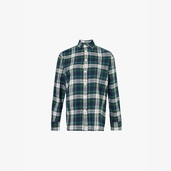 Рубашка из хлопка с клетчатым принтом и текстурой фланели Polo Ralph Lauren, синий 
Рубашка из хлопка с клетчатым принтом и текстурой фланели Polo Ralph Lauren, синий