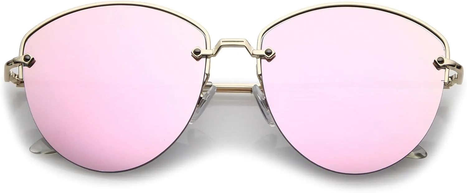 zeroUV - Современные солнцезащитные очки с металлической переносицей, зеркальными плоскими линзами и полуободковой оправой, диаметр линз 60 мм, Gold / Pink Mirror
zeroUV - Современные солнцезащитные очки с металлической переносицей, зеркальными плоскими линзами и полуободковой оправой, диаметр линз 60 мм, Gold / Pink Mirror