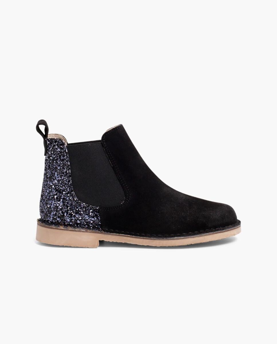 Замшевые сапожки для девочки на блестящем каблуке Pisamonas, черный
Замшевые сапожки для девочки на блестящем каблуке Pisamonas, черный