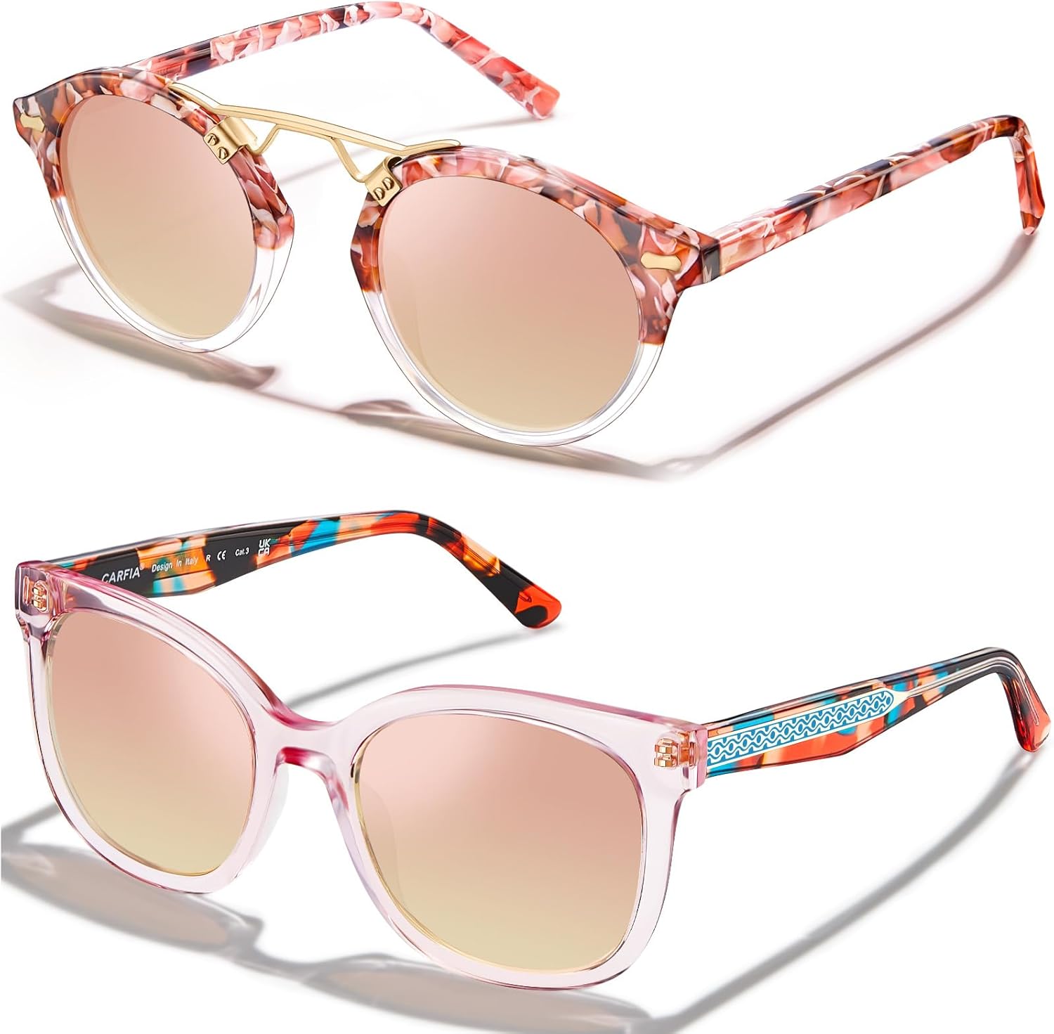 Солнцезащитные очки CARFIA «Кошачий глаз» розового цвета с зеркальными линзами для женщин, поляризованные, с защитой от УФ-излучения, в стиле ретро с рельефным узором на проволочном каркасе
Солнцезащитные очки CARFIA «Кошачий глаз» розового цвета с зеркальными линзами для женщин, поляризованные, с защитой от УФ-излучения, в стиле ретро с рельефным узором на проволочном каркасе