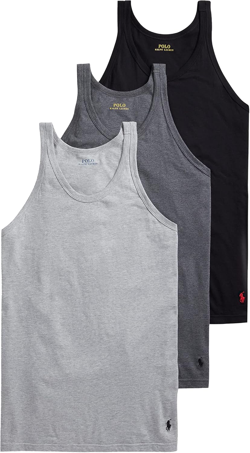 POLO RALPH LAUREN Мужские облегающие хлопковые майки, комплект из 3 шт., Andover Heather/Black, Madison Heather/Black, Black/Red - 3 Pack
POLO RALPH LAUREN Мужские облегающие хлопковые майки, комплект из 3 шт., Andover Heather/Black, Madison Heather/Black, Black/Red - 3 Pack