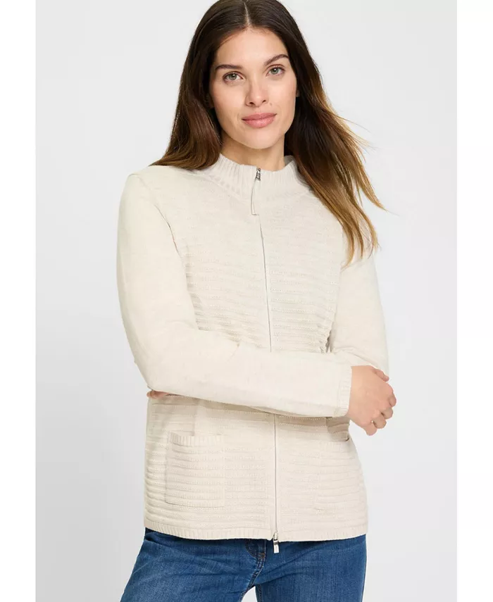 Женский кардиган с резинкой и застежкой-молнией спереди Olsen, коричневый 
Женский кардиган с резинкой и застежкой-молнией спереди Olsen, коричневый