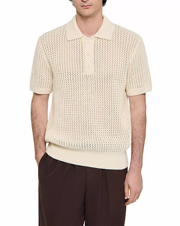 Хлопковая рубашка поло Sandro, белый
Хлопковая рубашка поло Sandro, белый