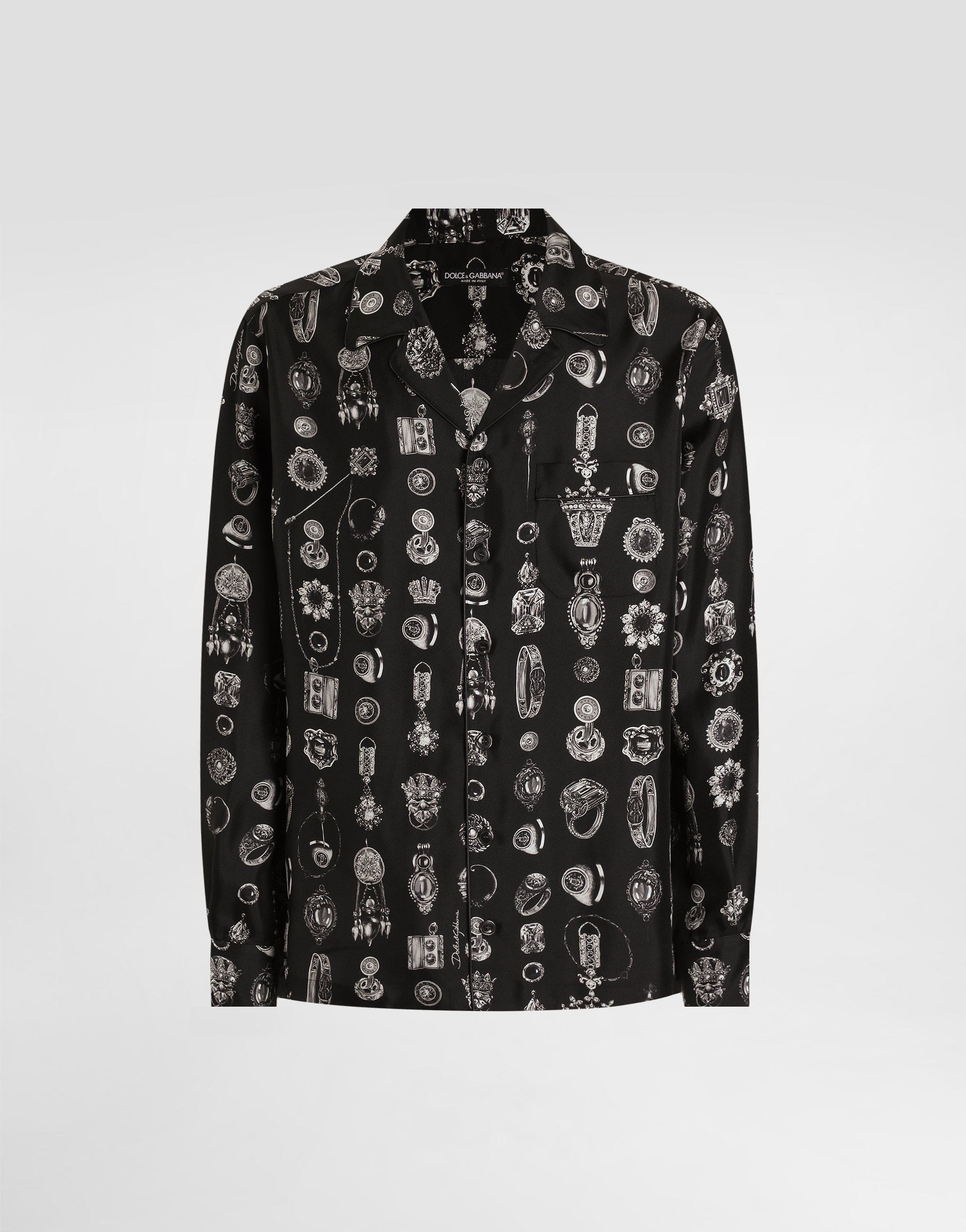 Рубашка из шелкового твила с принтом "драгоценности" Dolce & Gabbana, принт
Рубашка из шелкового твила с принтом "драгоценности" Dolce & Gabbana, принт