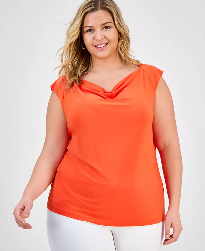 Топ больших размеров с воротником-хомутиком и рукавами-крылышками Kasper, оранжевый
Топ больших размеров с воротником-хомутиком и рукавами-крылышками Kasper, оранжевый