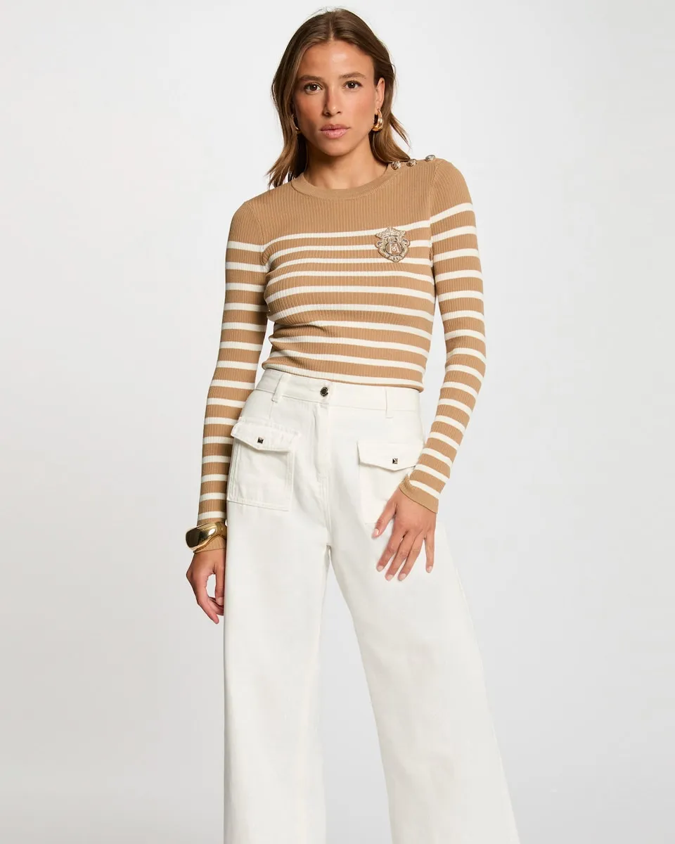 Женский джемпер с длинным рукавом в полоску Morgan, бежевый/белый
Женский джемпер с длинным рукавом в полоску Morgan, бежевый/белый