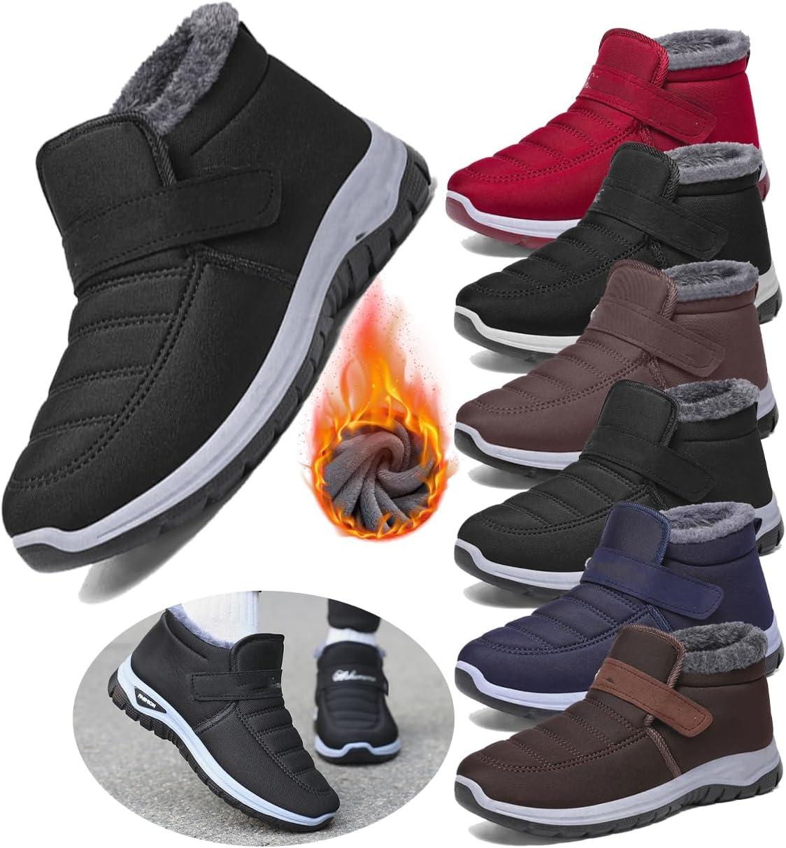 Женские зимние ботинки черного цвета с теплым мехом, на липучке, короткие снегоступы, удобные и водонепроницаемые; мужские зимние ботинки водонепроницаемые; модная зимняя обувь для максимального комфорта Generic
Женские зимние ботинки черного цвета с теплым мехом, на липучке, короткие снегоступы, удобные и водонепроницаемые; мужские зимние ботинки водонепроницаемые; модная зимняя обувь для максимального комфорта Generic