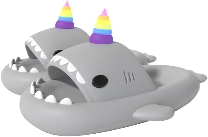 Тапочки Zureto Unicorn Shark с подсветкой, забавные тапочки-единорог и акула для женщин, летние, с толстой подошвой, материал EVA, для пар, серый
Тапочки Zureto Unicorn Shark с подсветкой, забавные тапочки-единорог и акула для женщин, летние, с толстой подошвой, материал EVA, для пар, серый