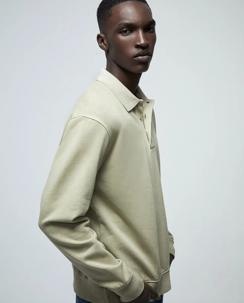 Свитшот с воротником поло Sfera, бежевый 
Свитшот с воротником поло Sfera, бежевый