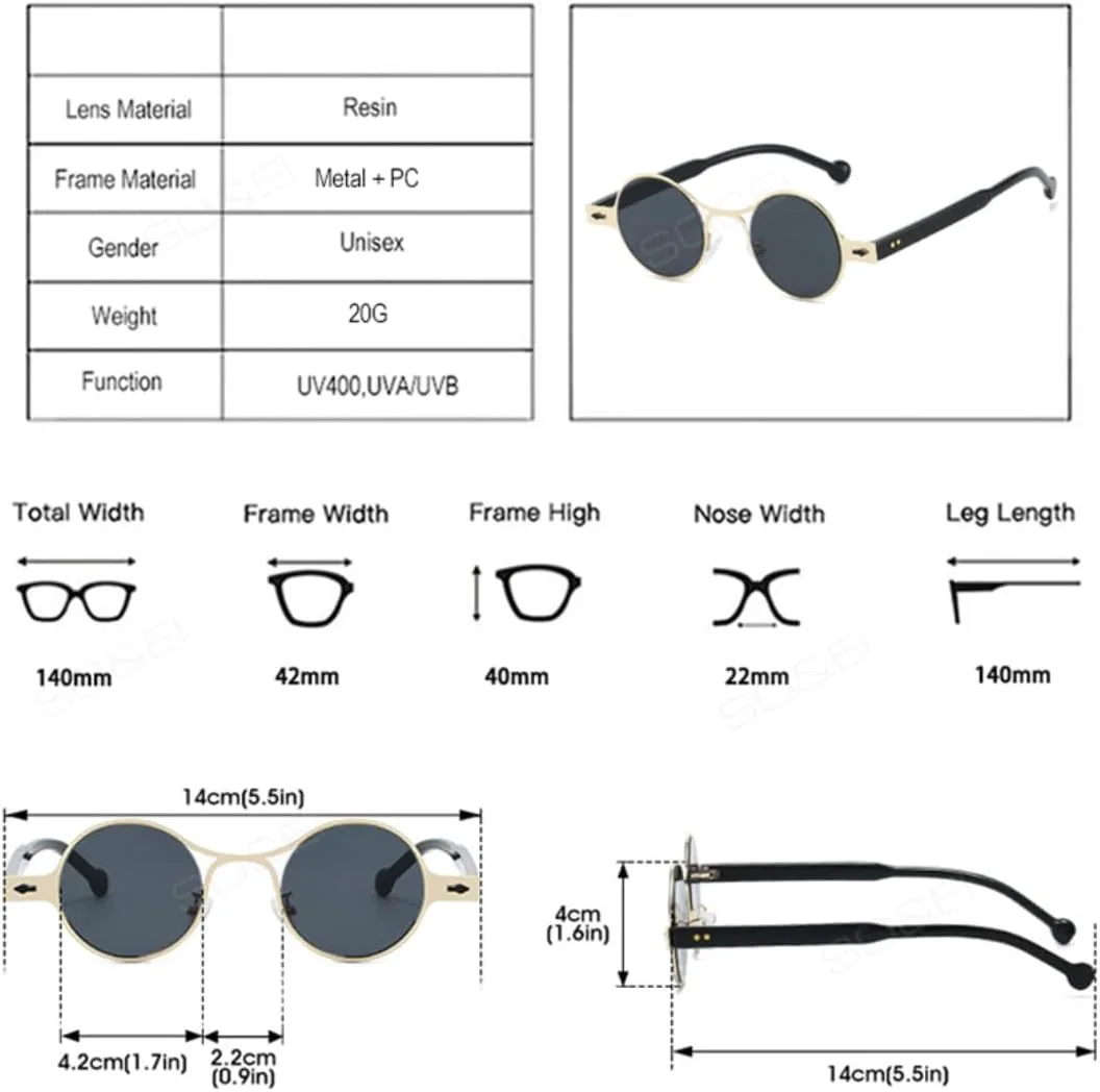 Ретро круглые металлические панк-солнцезащитные очки для мужчин с заклепками, защита от УФ-излучения UV400, модный градиент для женщин HHZZYVY, Black Gray
Ретро круглые металлические панк-солнцезащитные очки для мужчин с заклепками, защита от УФ-излучения UV400, модный градиент для женщин HHZZYVY, Black Gray
