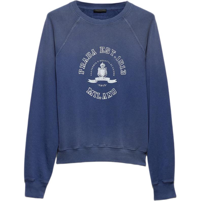 Хлопковый флисовый свитшот PRADA, синий
Хлопковый флисовый свитшот PRADA, синий