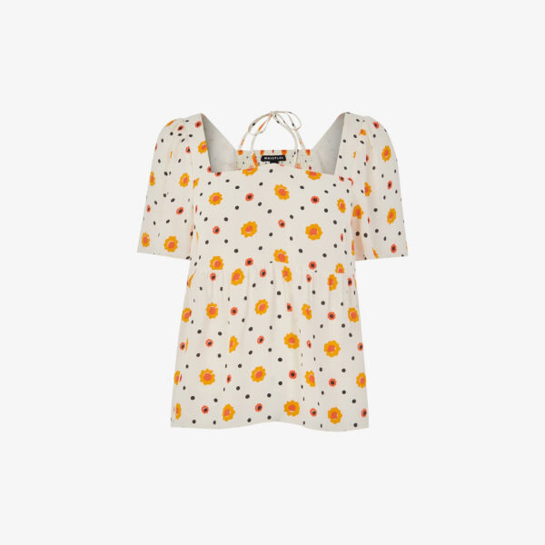 Тканый топ с завязками и цветочным принтом Flower Diamond Whistles, бежевый
Тканый топ с завязками и цветочным принтом Flower Diamond Whistles, бежевый