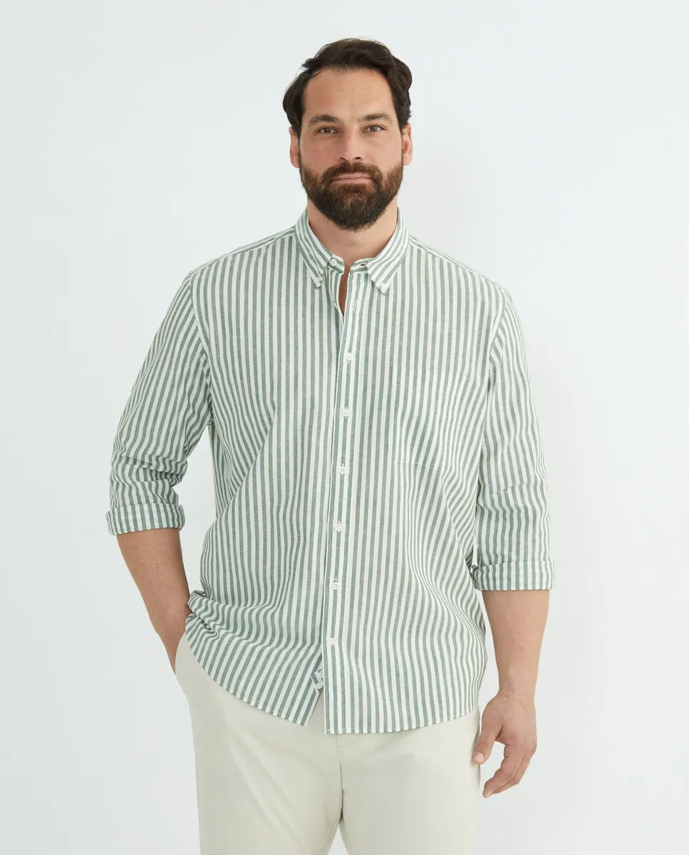 Мужская рубашка, большие размеры, хлопок-лен с полоской Dustin, зеленый
Мужская рубашка, большие размеры, хлопок-лен с полоской Dustin, зеленый